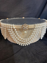 Load image into Gallery viewer, Wedding cake stand, Pearl Drape - round or square all sizes by Crystal wedding uk