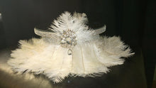 Load image into Gallery viewer, Ostrich Feather cake stand ,GATSBY 1920's style wedding cake stand - many colours - all sizes by Crystal wedding uk