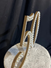Load image into Gallery viewer, Pearl age number 5" Cake Topper, Wedding rhinestone jewel any number age cake decorations.
