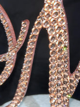 Load image into Gallery viewer, Crystal Letter 5 "tall monogram letter ,Golden Swarovski elements rhinestones, Cake Topper decor rhinestone jewel letter cake decorations.