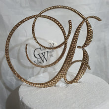 Load image into Gallery viewer, Crystal Letter 5 "tall monogram letter ,Golden Swarovski elements rhinestones, Cake Topper decor rhinestone jewel letter cake decorations.