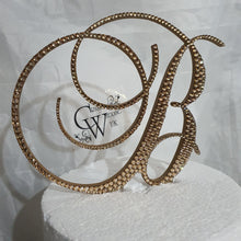 Load image into Gallery viewer, Personalised Crystal Letter Cake Topper, Rhinestone Initial Cake Decor, Luxury Wedding Birthday Monogram, Custom Cake Letter 5" TALL