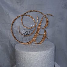 Load image into Gallery viewer, Personalised Crystal Letter Cake Topper, Rhinestone Initial Cake Decor, Luxury Wedding Birthday Monogram, Custom Cake Letter 5" TALL