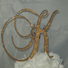 Load image into Gallery viewer, Crystal Letter 5 "tall monogram letter ,Golden Swarovski elements rhinestones, Cake Topper decor rhinestone jewel letter cake decorations.