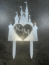 Load image into Gallery viewer, Castle Cake topper - Swarovski crystal elements - FAIRYTALE CASTLE design, Acrylic Cake decoration by Crystal wedding uk