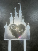 Load image into Gallery viewer, Castle Cake topper - Swarovski crystal elements - FAIRYTALE CASTLE design, Acrylic Cake decoration by Crystal wedding uk