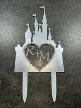 Load image into Gallery viewer, Castle Cake topper - Swarovski crystal elements - FAIRYTALE CASTLE design, Acrylic Cake decoration by Crystal wedding uk