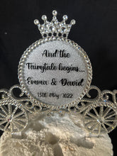 Load image into Gallery viewer, Crystal Carriage Cake topper -Swarovski crystal elements- And the Fairytale begins. Princess carriage, Cake decoration by Crystal Wedding UK