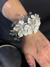 Load image into Gallery viewer, White flower wrist corsage and Boutonniere set wedding or Prom corsage. flower lily , Wedding Buttonhole Boutonnière by Crystal wedding uk