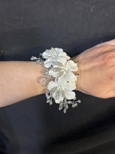 Load image into Gallery viewer, White flower wrist corsage and Boutonniere set wedding or Prom corsage. flower lily , Wedding Buttonhole Boutonnière by Crystal wedding uk