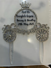 Load image into Gallery viewer, Crystal Carriage Cake topper -Swarovski crystal elements- And the Fairytale begins. Princess carriage, Cake decoration by Crystal Wedding UK