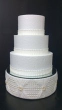 Load image into Gallery viewer, Wedding cake stand, Pearl and Lace design- round or square all sizes