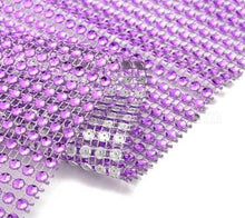 Load image into Gallery viewer, LILAC Rhinestone ribbon, Diamond Mesh, Diamante Bling, Crystal trim 1 METER cake trim. by Crystal wedding uk