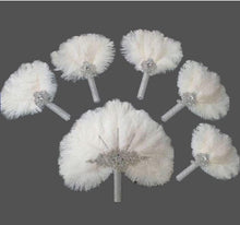 Load image into Gallery viewer, Set of 6 Feather Fan bouquets, Ostrich feathers,Great Gatsby wedding style 1920's - any colour as custom made by Crystal wedding uk