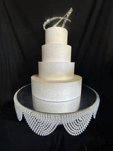 Load image into Gallery viewer, White Pearl cake stand, wedding cake stand, round or square by Crystal wedding uk