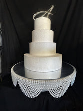 Load image into Gallery viewer, White Pearl cake stand, wedding cake stand, round or square by Crystal wedding uk