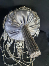 Load image into Gallery viewer, Crystal Brooch Wedding Bouquet: Silver jewel bridal Cascade Design