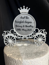 Load image into Gallery viewer, Crystal Carriage Cake topper -Swarovski crystal elements- And the Fairytale begins. Princess carriage, Cake decoration by Crystal Wedding UK