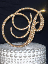 Load image into Gallery viewer, Luxury Swarovski Crystal Monogram Cake Topper – Personalised Letter, 6 inch
