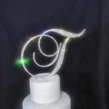 Load image into Gallery viewer, Luxury Swarovski Crystal Monogram Cake Topper – Personalised Letter, 6 inch