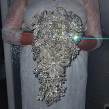 Load image into Gallery viewer, Diamante Flower Bouquet: Crystal Rhinestone Bridal Bouquet 8" x 13" -Handmade to order