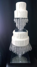 Load image into Gallery viewer, Square Crystal cake stand , Premium Glass crystal - various sizes options + led's by Crystal wedding uk