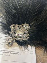 Load image into Gallery viewer, Feather wrist corsage,The Great Gatsby 1920's feather rhinestone brooch.
