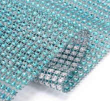 Load image into Gallery viewer, Aqua Diamante ribbon, Crystal effect cake trim, BUY 1 GET 1 FREE diamond mesh, bling mesh 1 Meter cake trim. by Crystal wedding uk