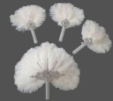 Load image into Gallery viewer, 4pcs Feather Fan bouquets, Ostrich feathers, Great Gatsby wedding style 1920's - any colour -custom made by Crystal Wedding UK