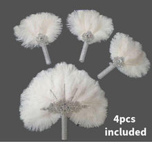 Load image into Gallery viewer, 4pcs Feather Fan bouquets, Ostrich feathers, Great Gatsby wedding style 1920's - any colour -custom made by Crystal Wedding UK
