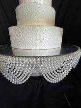 Load image into Gallery viewer, White Pearl cake stand, wedding cake stand, round or square by Crystal wedding uk