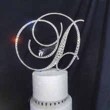 Load image into Gallery viewer, Luxury Swarovski Crystal Monogram Cake Topper – Personalised Letter, 6 inch