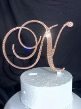 Load image into Gallery viewer, Luxury Swarovski Crystal Monogram Cake Topper – Personalised Letter, 6 inch
