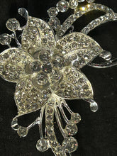 Load image into Gallery viewer, Crystal Flower Groom Boutonniere: Silver Wedding Lapel Pin