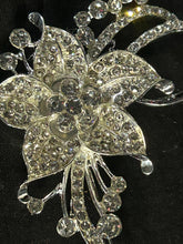 Load image into Gallery viewer, Crystal Flower Groom Boutonniere: Silver Wedding Lapel Pin