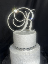 Load image into Gallery viewer, Monogram Wedding Cake Topper: Pearl & Crystal Initial, Wedding gift , Engagement custom topper 6"