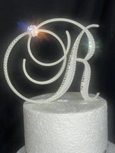 Load image into Gallery viewer, Monogram Wedding Cake Topper: Pearl & Crystal Initial, Handmade 6"