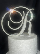 Load image into Gallery viewer, Monogram Wedding Cake Topper: Pearl & Crystal Initial, Wedding gift , Engagement custom topper 6"