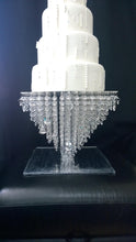Load image into Gallery viewer, Square Crystal cake stand , Premium Glass crystal - various sizes options + led's by Crystal wedding uk