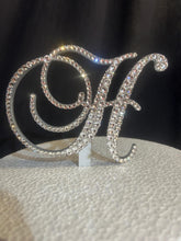 Load image into Gallery viewer, Swarovski Crystal Wedding Cake Topper: 4 inch Monogram Rhinestone Bling