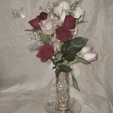 Load image into Gallery viewer, Bling Bouquet Holder, rhinestone crystal Diamonte holder, Rhinestone & pearl Wedding Bouquet Holder , Glam Bling Bouquet Holders