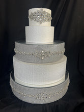 Load image into Gallery viewer, Crystal Rhinestone Cake Stand: Silver or Gold Wedding Display