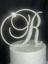 Load image into Gallery viewer, Monogram Wedding Cake Topper: Pearl & Crystal Initial, Wedding gift , Engagement custom topper 6"