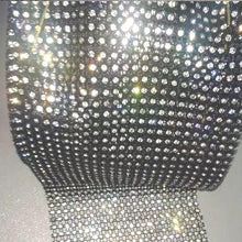 Load image into Gallery viewer, Crystal Diamante Ribbon: Black Back clear glass crystals im trBanding, Superior Sparkle (1 Yard)