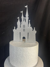 Load image into Gallery viewer, Fairytale Castle Cake Topper: Glitter Effect Acrylic Wedding Decoration