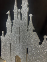 Load image into Gallery viewer, Fairytale Castle Cake Topper: Glitter Effect Acrylic Wedding Decoration