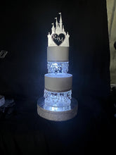 Load image into Gallery viewer, Crystal Chandelier Wedding Cake Separator – LED Tiered cake Stand, Set of 2 (6" & 8")