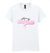 Load image into Gallery viewer, Personalized Bridesmaid T-Shirt: Softstyle Ringspun Cotton Hen Party Tee