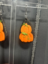 Load image into Gallery viewer, Pumpkin Halloween Earrings: Sparkle Clay, Stainless Steel Studs