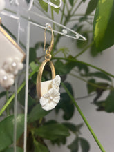 Load image into Gallery viewer, Handmade Clay Flower Earrings: Framed Floral Studs, Crystal Wedding UK